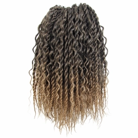 Boho Twist Crochet Hair 12 Inch, 8 Packs Wavy Senegalese Twist Crochet Hair with Curly Ends, Ombre Pre-Looped Pre-Twisted Island Style Goddess Passion Braids (120 Strands, T27)