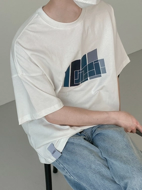 Bonsir Summer Short Sleeve Men's T-shirt Round Neck Half Sleeve Top Loose Korean Fashion Summer New Simple Temperament