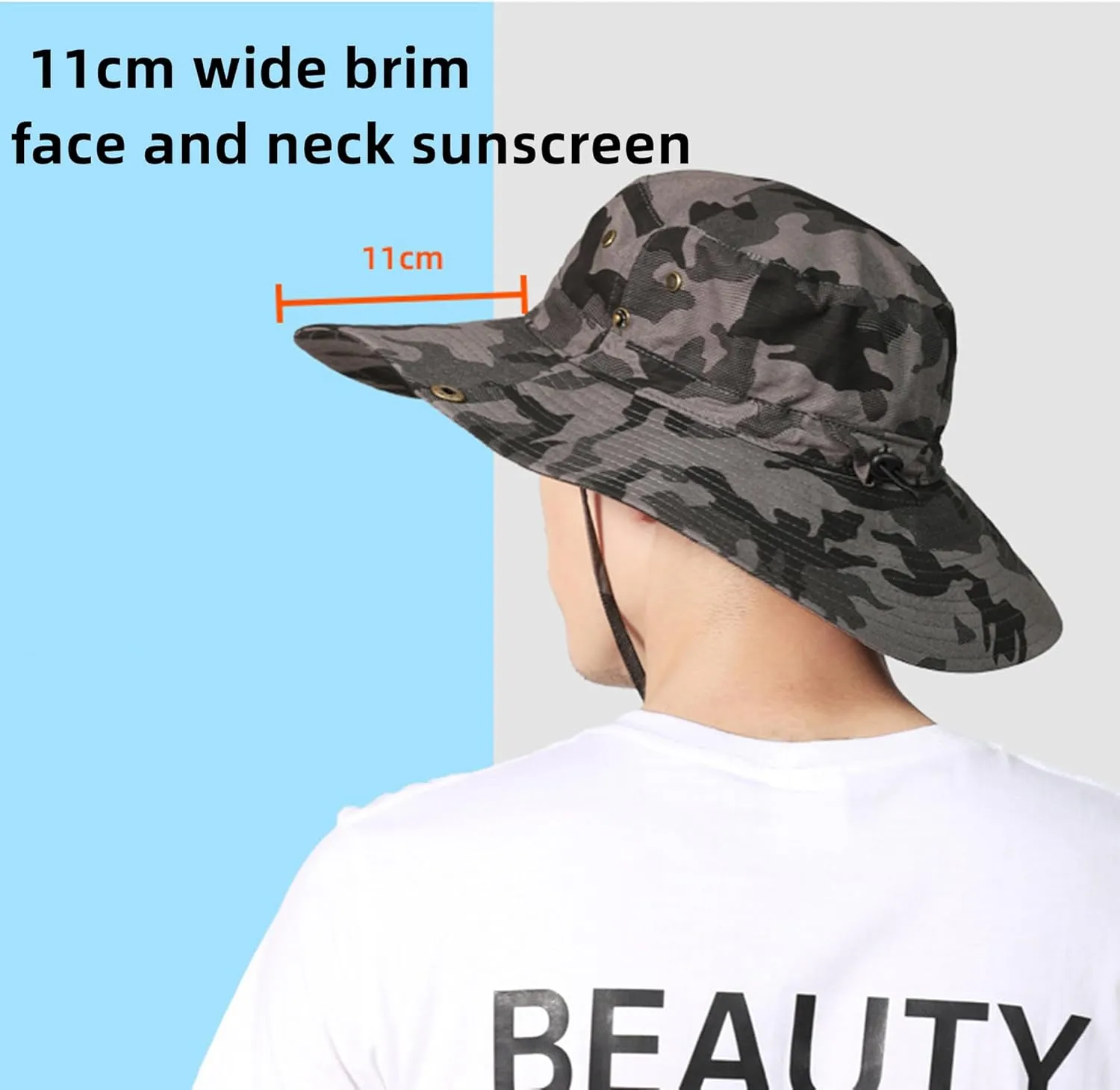 Boonie Hats for Men Women Wide Brim Sun Hats Outdoor Sun UV Protection Fisherman Hat Big Head Fishing Camo Bucket Hats