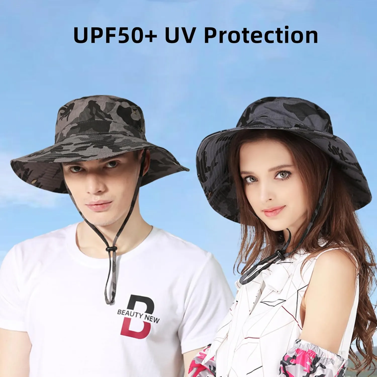 Boonie Hats for Men Women Wide Brim Sun Hats Outdoor Sun UV Protection Fisherman Hat Big Head Fishing Camo Bucket Hats