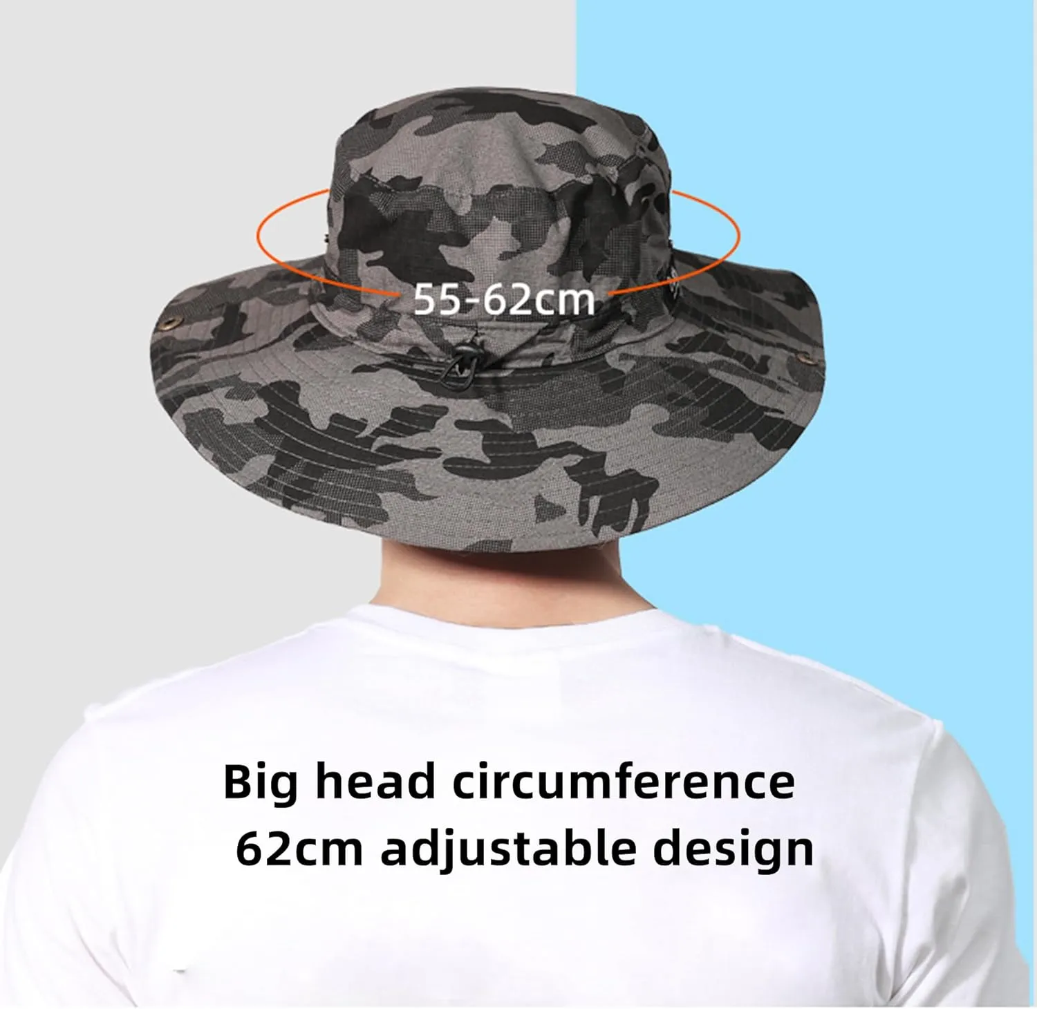 Boonie Hats for Men Women Wide Brim Sun Hats Outdoor Sun UV Protection Fisherman Hat Big Head Fishing Camo Bucket Hats