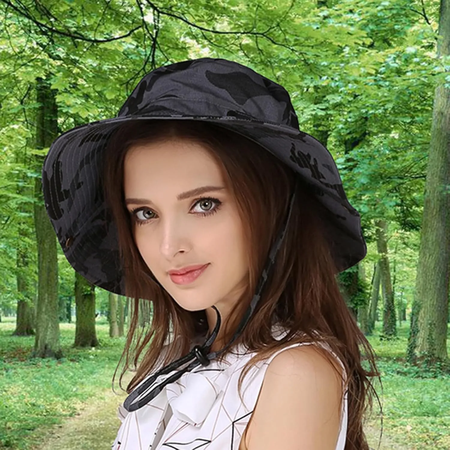 Boonie Hats for Men Women Wide Brim Sun Hats Outdoor Sun UV Protection Fisherman Hat Big Head Fishing Camo Bucket Hats