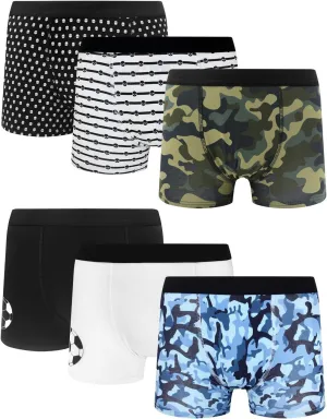 Boys' Boxer Briefs Shorts Kids Cotton Underwear Size 8 10 12 14 16,6-Pack Soft Waistband 8-16T 1603