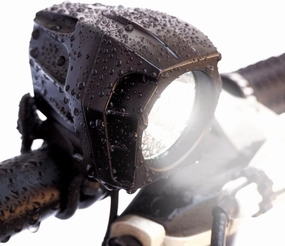 BRIGHT EYES Helios Fully Waterproof 1600 Lumen Rechargeable Mountain, Road Bike, MX Headlight, 6400mAh External Battery (Now 4  Hours on Bright Beam) - Included: Free Diffuser Lens and Free Taillight