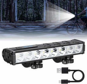 Brightest 8 LED Bike Lights 12000 Lumens Super Bright Bike Headlight Light with Taillight Set 4 Light Modes USB Rechargeable for Night Riding,Off Road Cycling