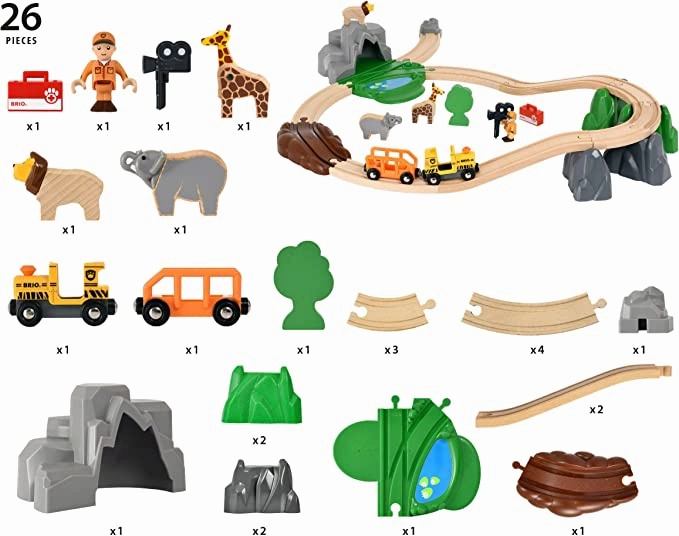 BRIO Safari Adventure Set 26pcs Large Set 3yrs 