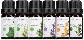 Brookstone Essential Oil Herbal Collection | 100% Pure Steam Distilled Therapeutic Grade Essential Oil Set for Aromatherapy Diffuser and Topical Use | 6-Pack 10ml Bottles