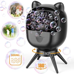 Bubble Machine for Toddlers Kids, 18000  Bubbles/Min Auto-Rotating Rechargeable Portable Bubble Maker for Outdoor/Indoor, Party,Birthday, Wedding (Black)