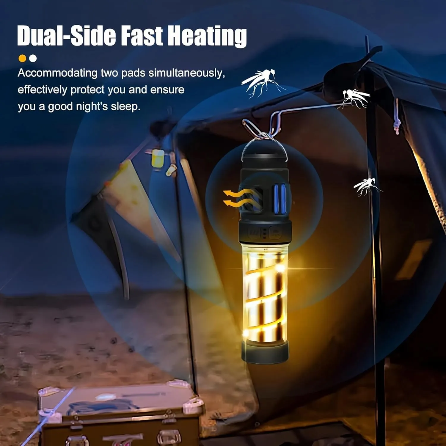 Buzz Defense Portable, Waterproof Rechargeable Camping Lantern, 3000 MAh USB-C Rechargeable Waterproof Outdoor Light for Outdoor, Camping, Picnic Use (A 2Pcs)