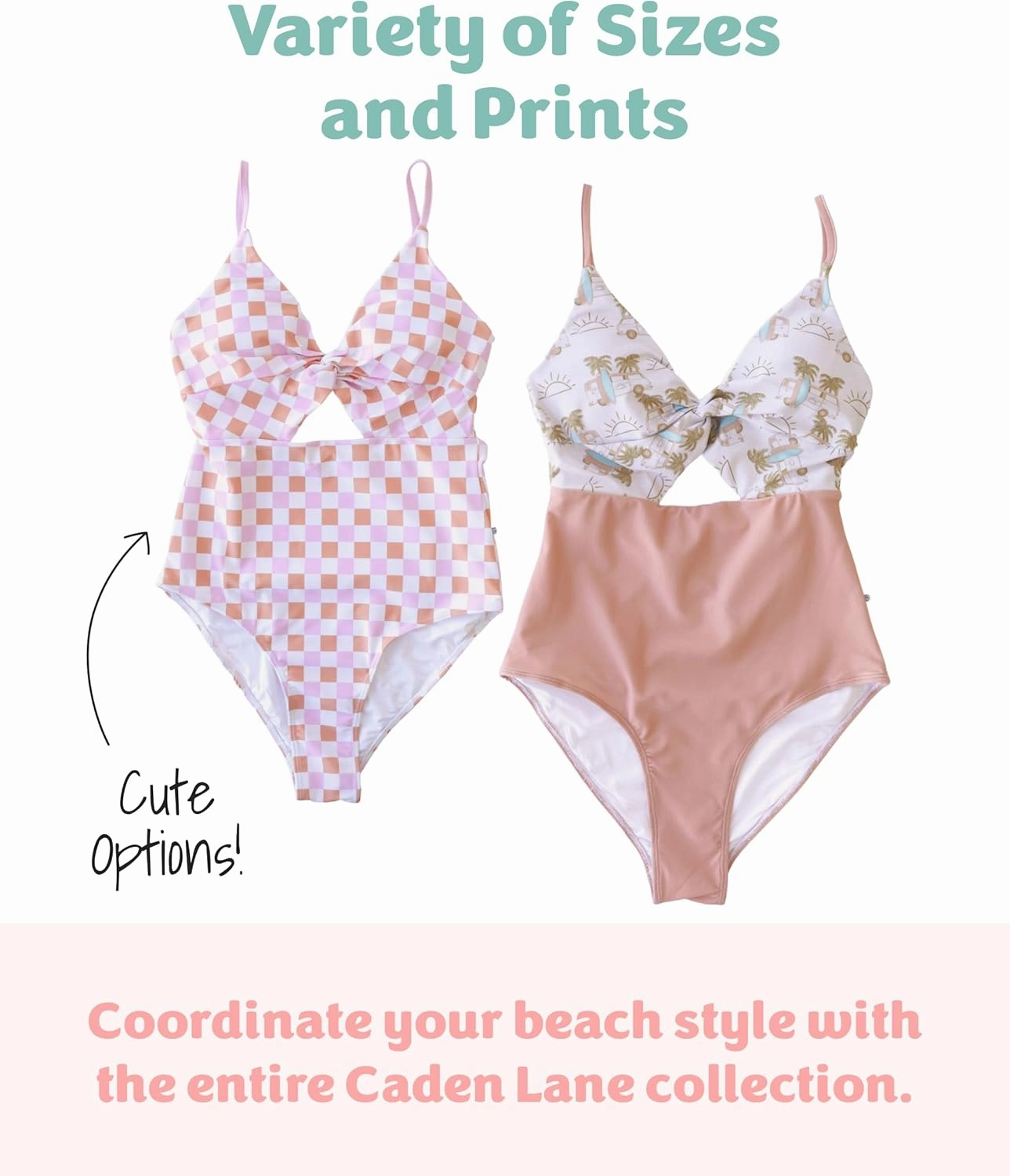 Caden Lane Women’s Ruched One-Piece Swimsuit, Chlorine-Resistant UPF 50  Sun Protection Swimwear with Built-in Bust Support