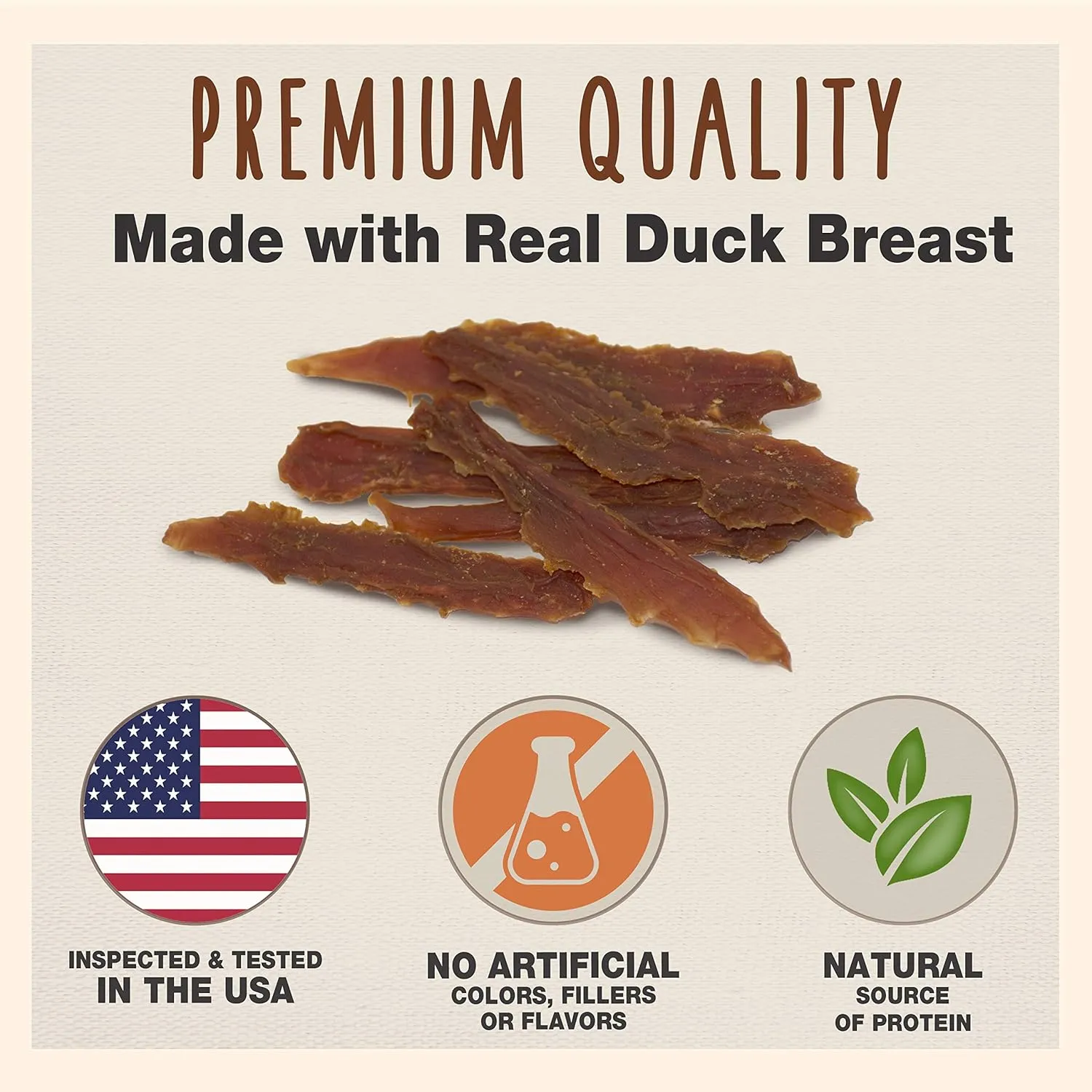 Cadet Gourmet Duck Breast Jerky Dog Treats, Healthy, Long-Lasting High-Protein Training Treats for Small & Large Dogs, 40 oz.