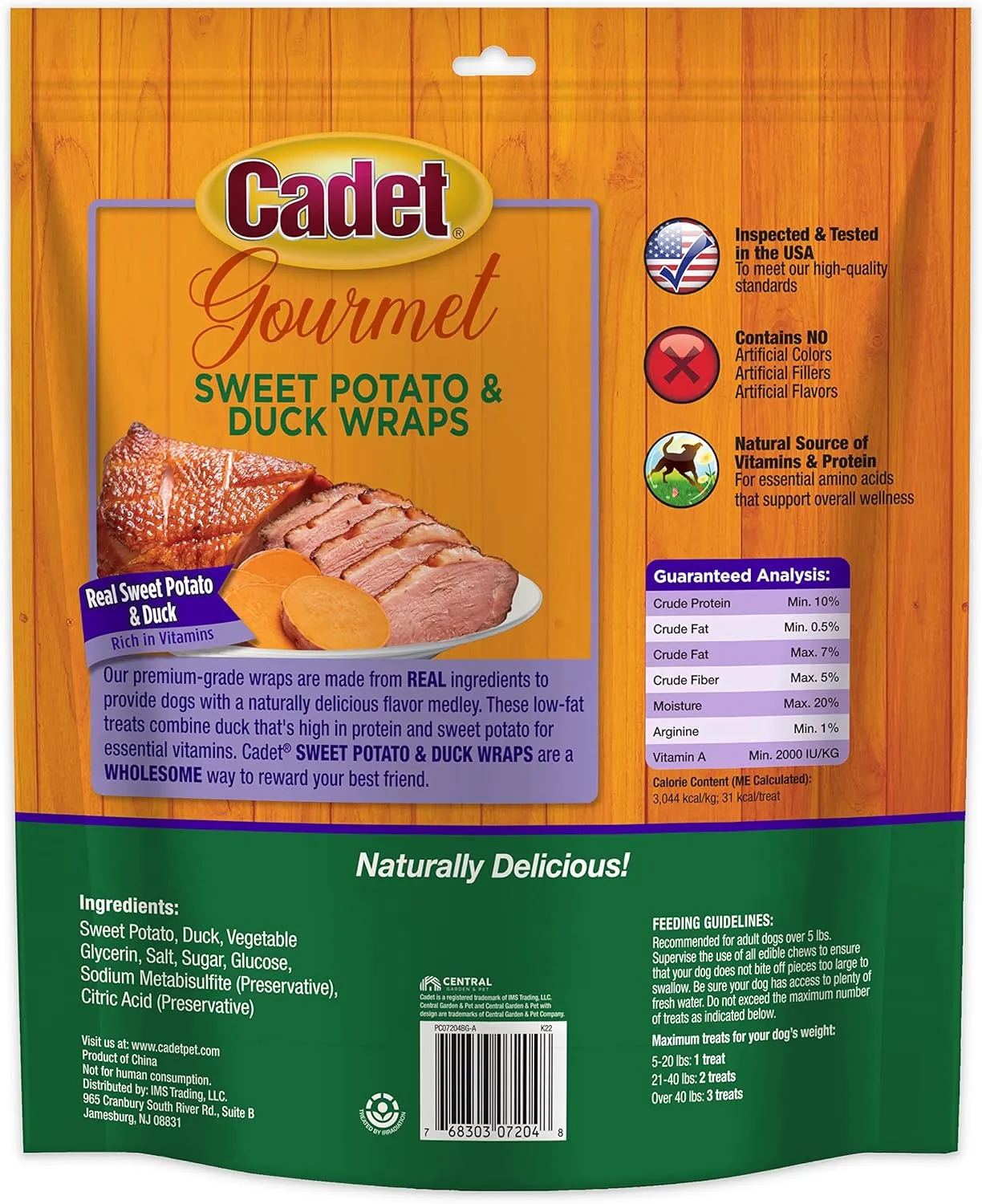 Cadet Gourmet Sweet Potato & Chicken Wraps Limited-Ingredient Dog Chews, Healthy and Natural Training Treats for Small and Large Dogs, 28 oz.