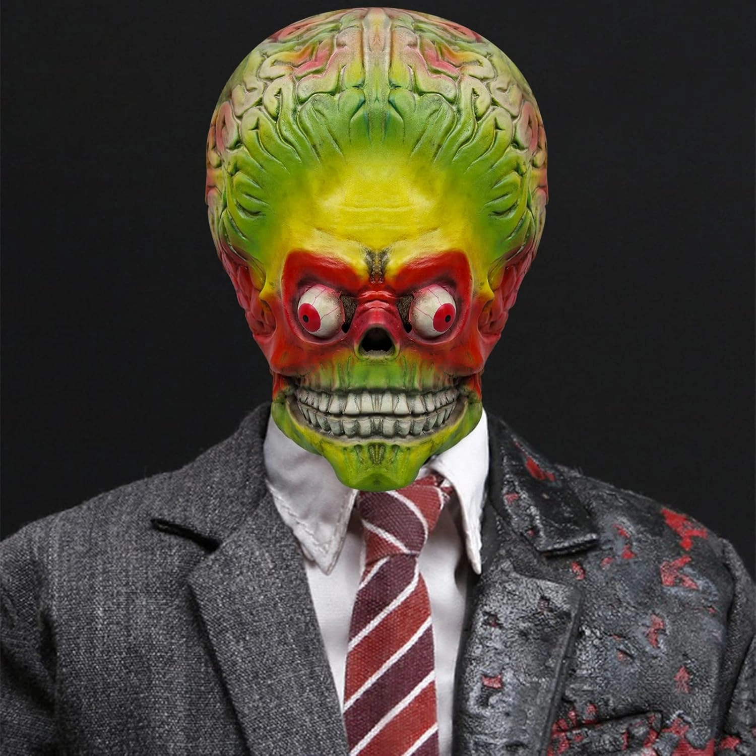 Cafele Mars Alien Attacks Mask with Realistic Brain Halloween Funny Mask Latex Full Head Monster Headwear Figure Cosplay Costume Props