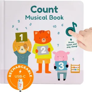 Cali's Books Count Nursery Rhymes Music Book for Toddlers 1-3, Interactive Books for 1  Year Old with 6 Animal Songs - Educational Toddler Books Ages 1-3