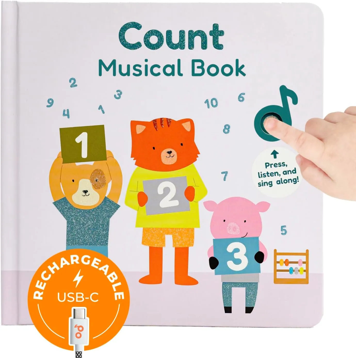 Cali's Books Count Nursery Rhymes Music Book for Toddlers 1-3, Interactive Books for 1  Year Old with 6 Animal Songs - Educational Toddler Books Ages 1-3