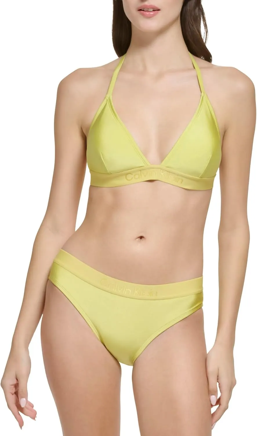 Calvin Klein Women's Low Waisted Elastic Logo Triangle Bikini Set