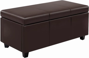 CangLong 36Inch Rectangular Faux Leather Storage Ottoman Bench, Large, Espresso Brown