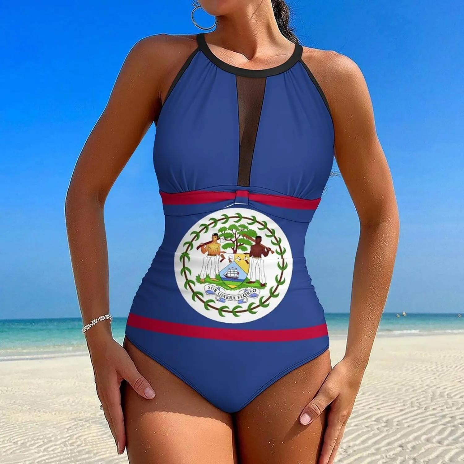 Cape Verde Flag One-Piece Swimsuit Women Fashion Beach Bikini Bathing Suits