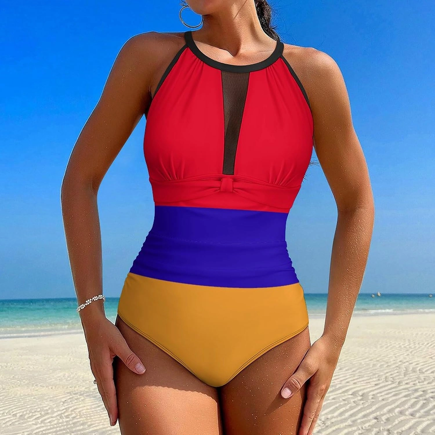 Cape Verde Flag One-Piece Swimsuit Women Fashion Beach Bikini Bathing Suits