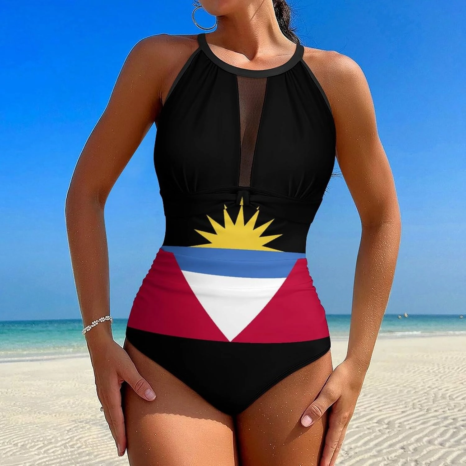 Cape Verde Flag One-Piece Swimsuit Women Fashion Beach Bikini Bathing Suits