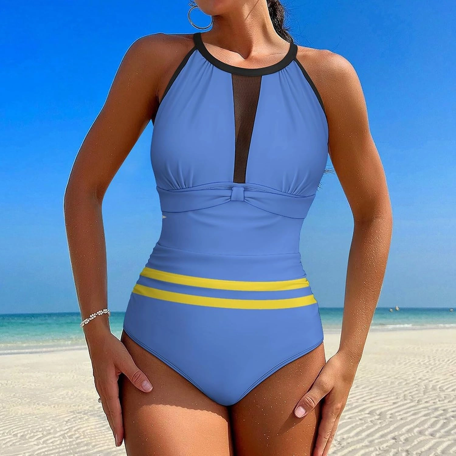 Cape Verde Flag One-Piece Swimsuit Women Fashion Beach Bikini Bathing Suits