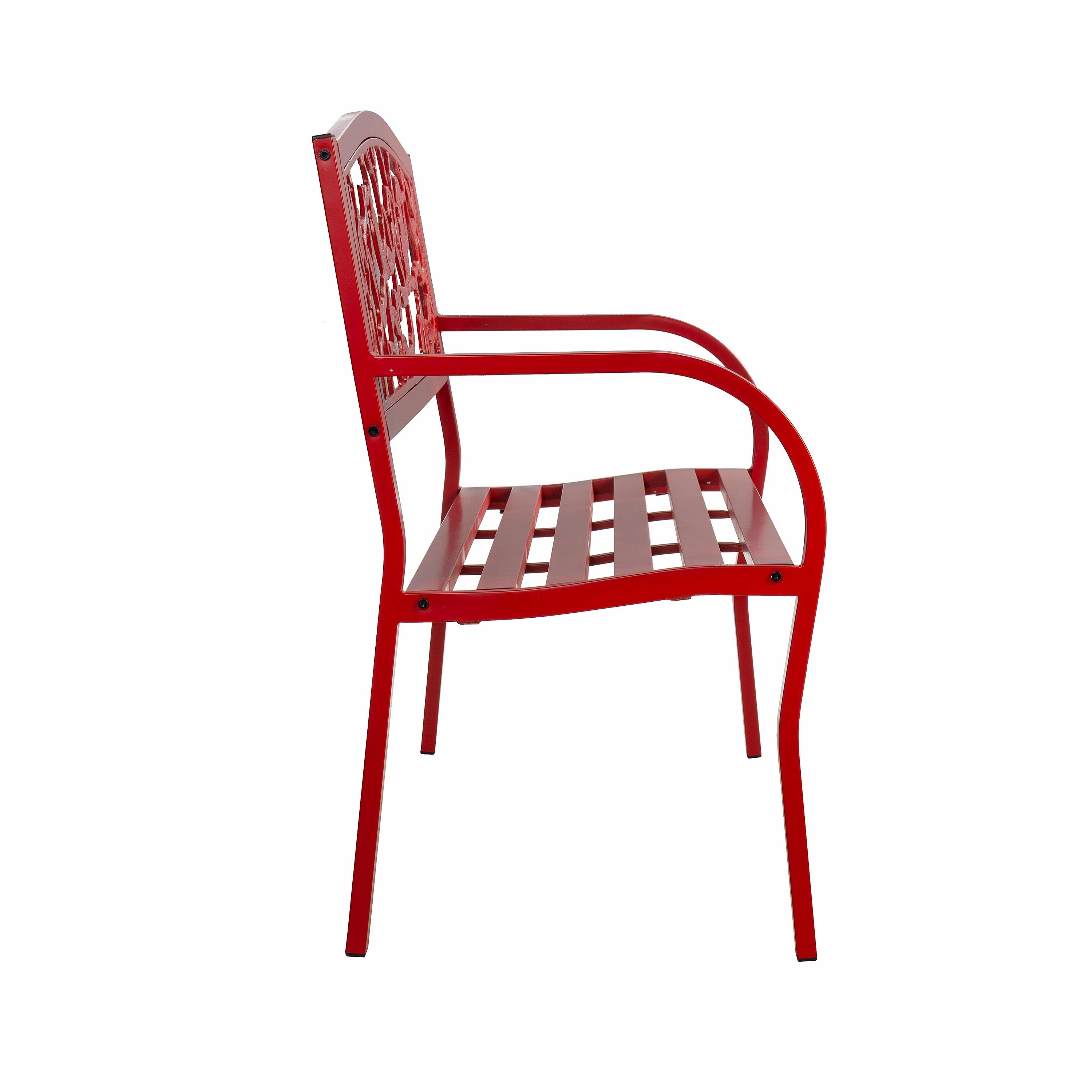 Cardinals Metal Garden Bench, Red