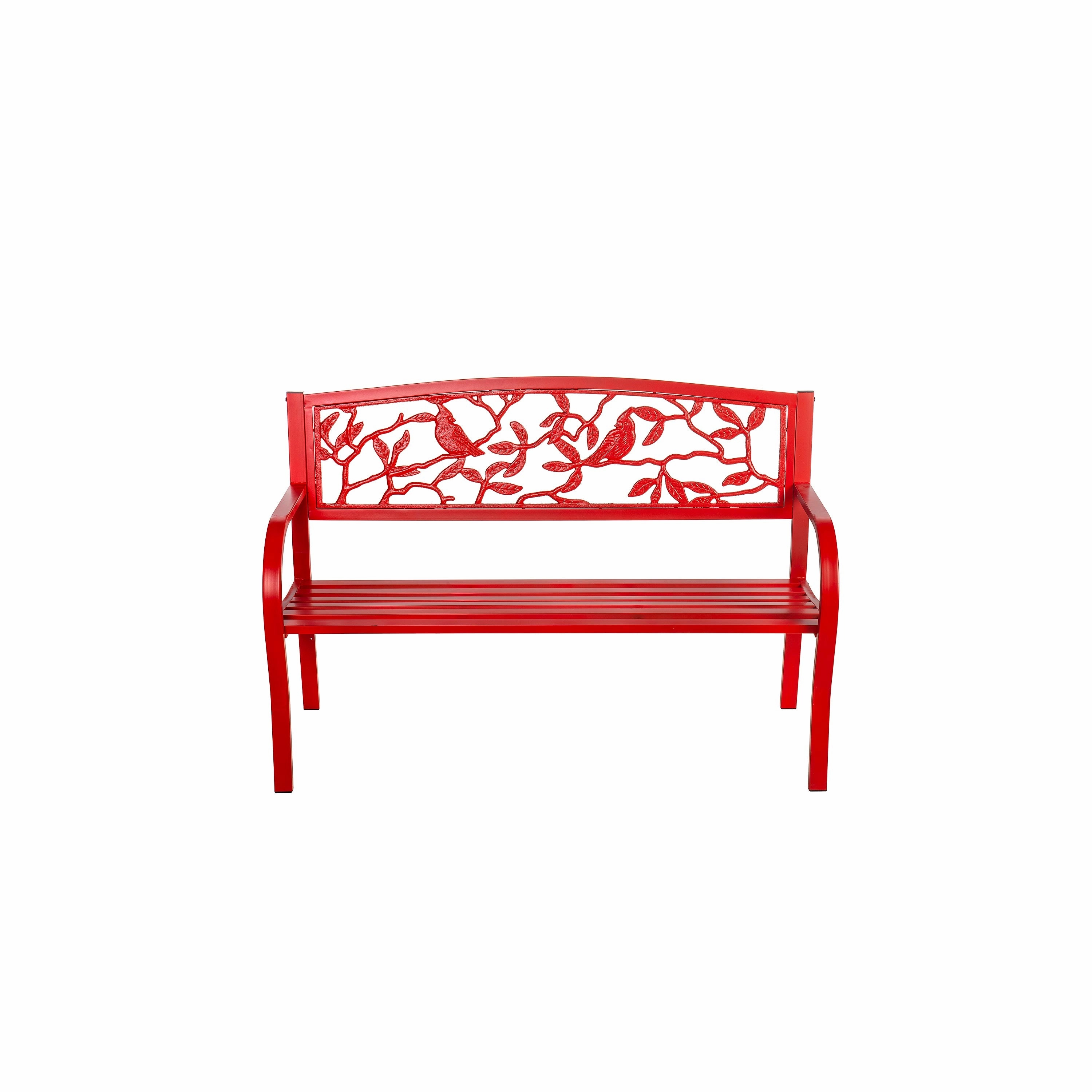 Cardinals Metal Garden Bench, Red