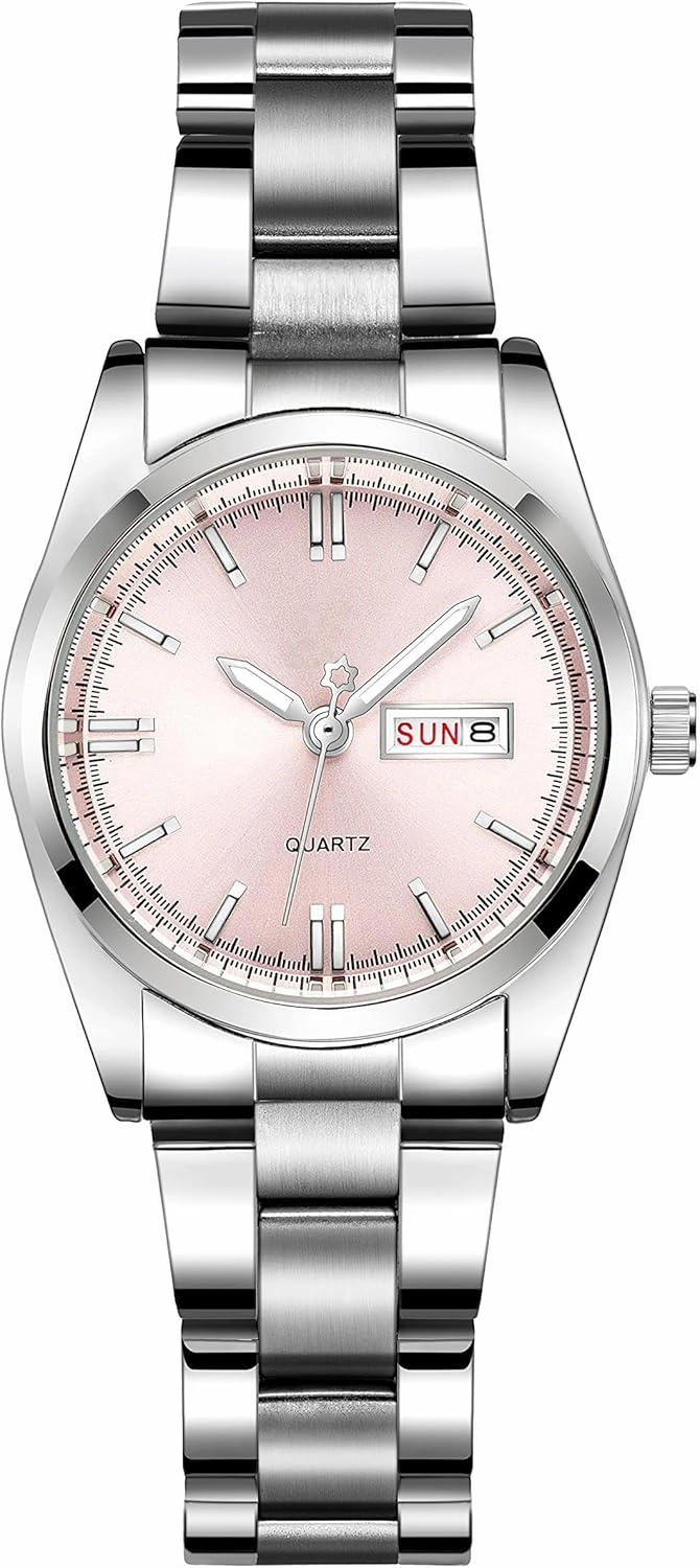 carlien Women's Luxury Watches Luminous Waterproof Calendar Ladies Stainless Steel Dress Quartz Wrist Watch