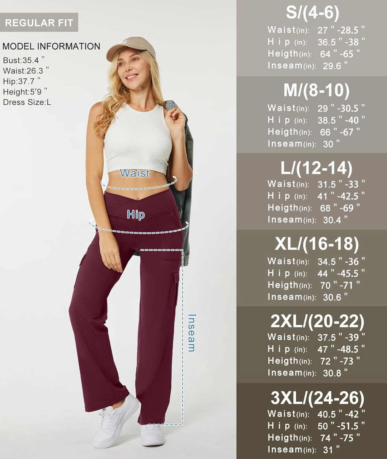 Casei Yoga Pants with Pockets for Women Wide Leg Cargo Pants High Waist Crossover Stretch Work Travel Casual Sweatpants