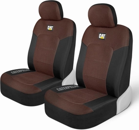 CAT Brown & Black Seat Covers for Cars, Trucks, & SUV - Set of (2) MeshFlex Car Seat Cover Front Seat Protectors - Airbag Compatible Seat Covers for SUV Interior Covers & Seat Cover Accessories