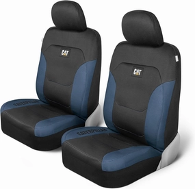 Cat Flexfit Black Blue Seat Covers for Cars, Trucks, & SUV - (2) Front Car Seat Cover Front Seat Protectors - Airbag Compatible Seat Covers for SUV Interior Covers & Truck Seat Cover Car Accessories