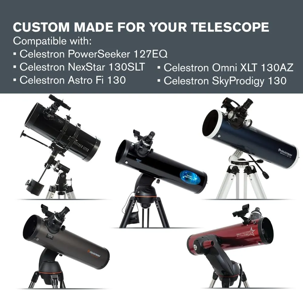 Celestron – EclipSmart Safe Solar Eclipse Telescope Filter – Meets ISO 12312-2:2015(E) Standards – Works with Existing 127 and 130 Telescopes – Observe Solar Eclipses and Sunspots – Safe, Snug Fit