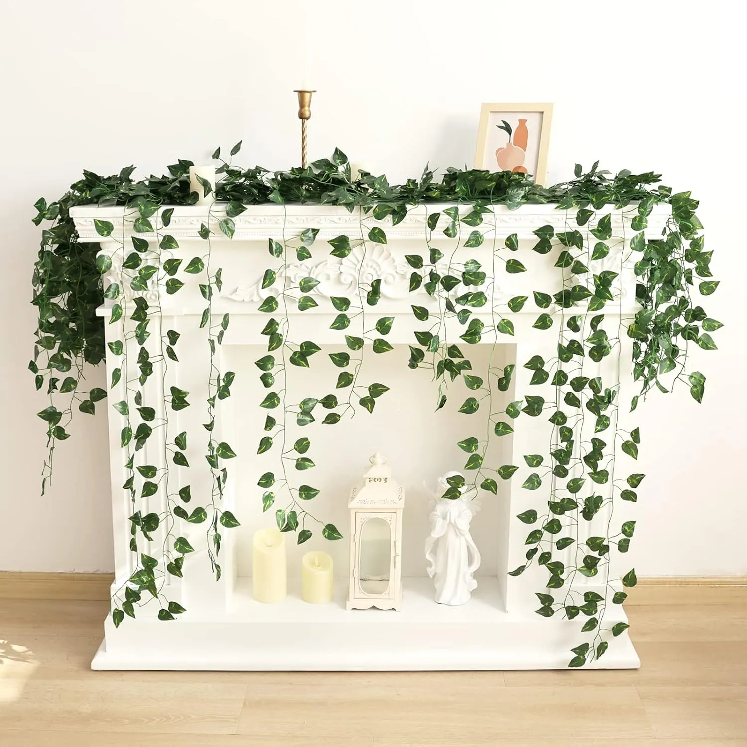 CEWOR 24 Pack 168ft Artificial Ivy Greenery Garland, Fake Vines Hanging Plants Backdrop for Room Bedroom Wall Decor, Green Leaves for Jungle Theme Party Wedding Decoration