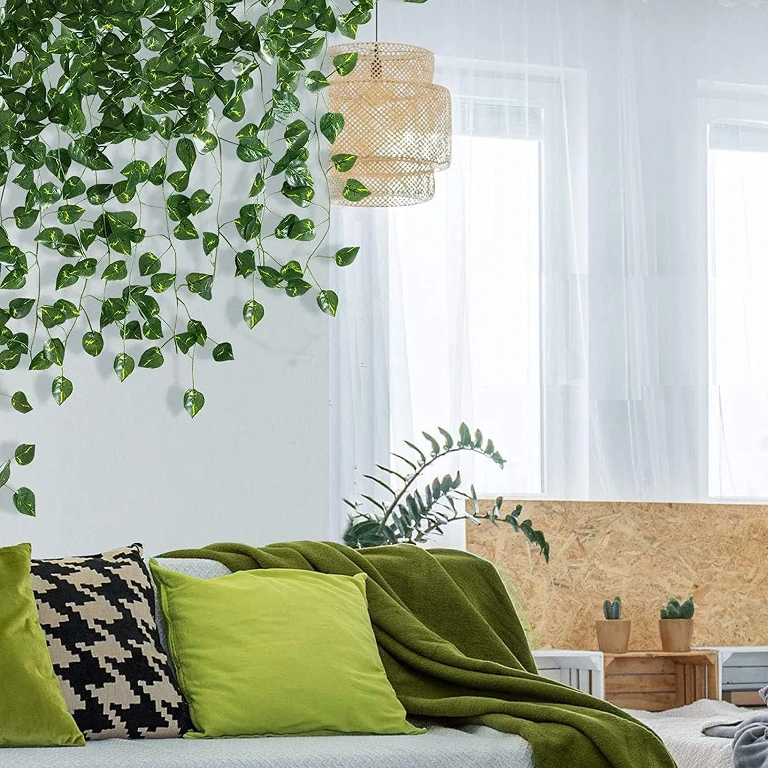 CEWOR 24 Pack 168ft Artificial Ivy Greenery Garland, Fake Vines Hanging Plants Backdrop for Room Bedroom Wall Decor, Green Leaves for Jungle Theme Party Wedding Decoration