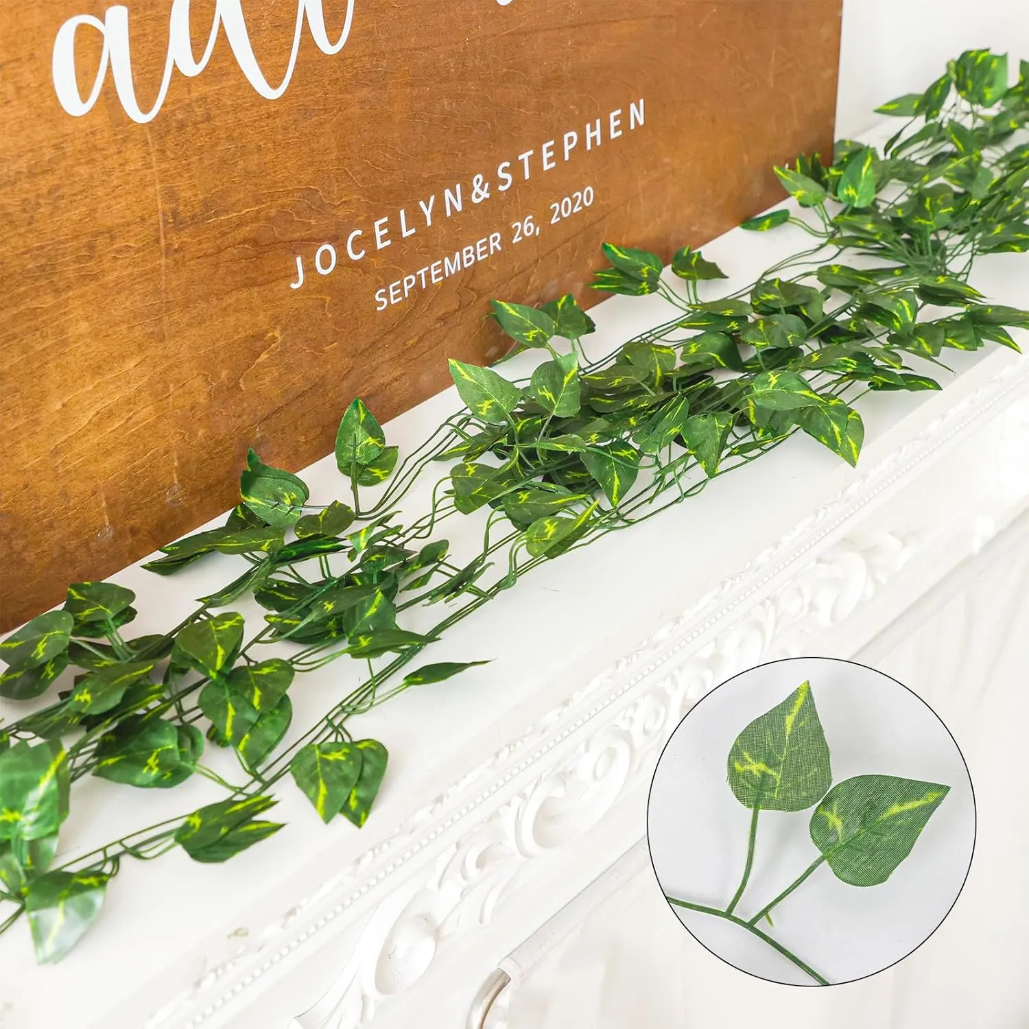CEWOR 48 Pack 7 Feet Artificial Ivy Garlands, Fake Vines Greenery Hanging Plants Green Leaves Backdrop for Room Bedroom Wall Decor, Jungle Themed Party Wedding Decorations