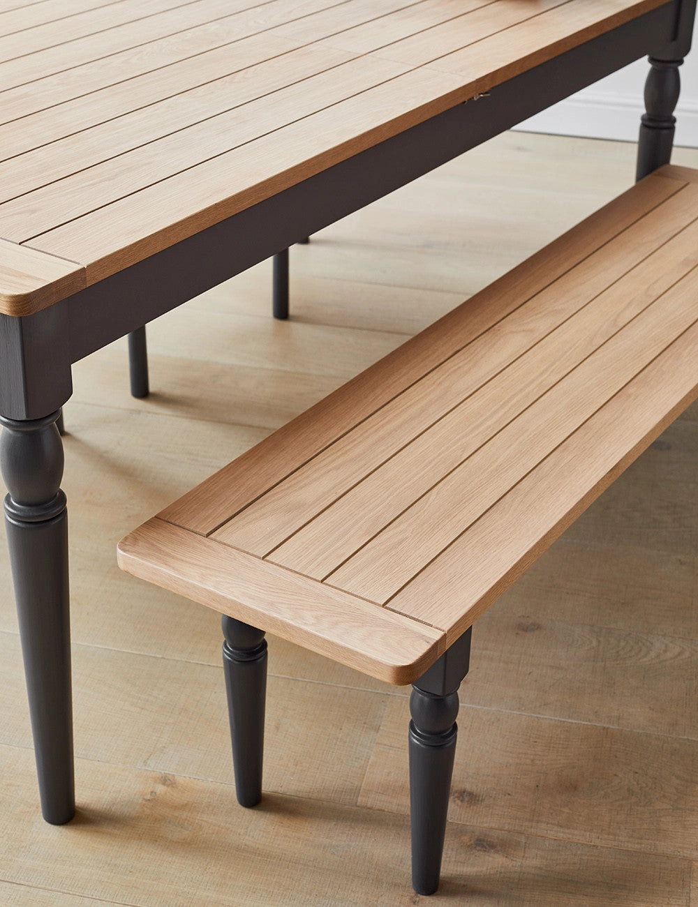 Charcoal Luxury Oak Dining Table Bench