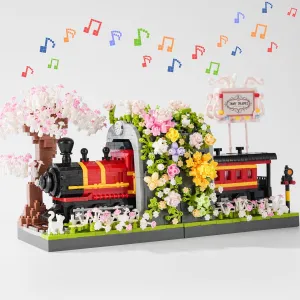 Cherry Blossom Tree Train Station Set, 2665 PCS Japanese Architecture Set, Gifts for Adults and Kids