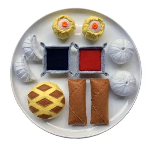 Chinese Dim Sum Set with Bolo Bao (Small Set) / Handmade Felt Play Food for Toddlers & Kids Kitchen/Pretend Play/Montessori Educational Kitchen Toy/Felt Dim Sum Set Toy for Toddlers and Kids