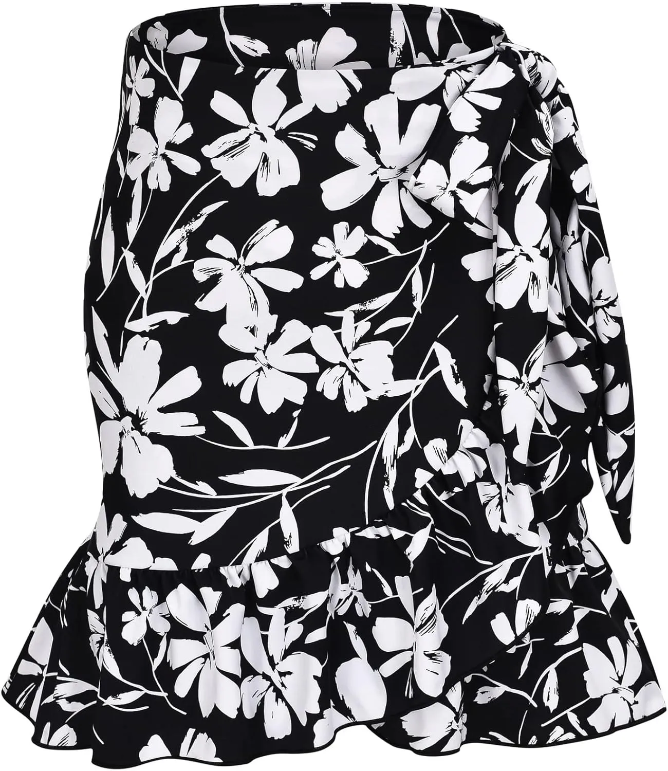 ChinFun Women's Ruffle Sarongs Beach Wrap Cover Up Swimwear Bikini Bottoms High Waisted Tankini Swim Skirts Swimdress