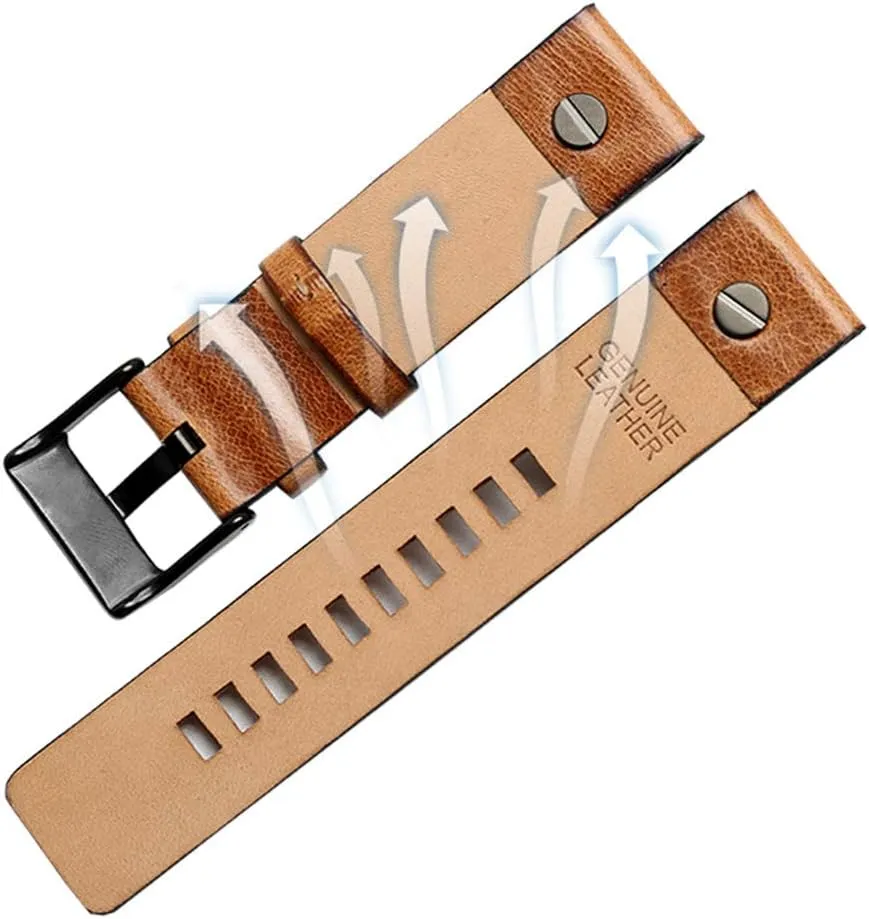 Choco&Man US Diesel Retro Calfskin Genuine Leather Watch Band Strap with Tool 22mm 24mm 26mm Replacement for Men's Diesel Watches(DZT2002/DZ4343)