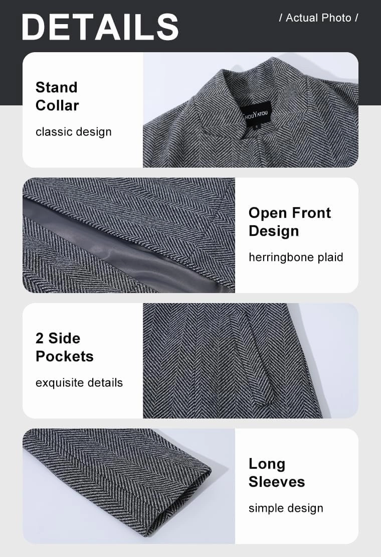 chouyatou Women's Casual Business Open Front Long Sleeve Notch Lapel Office Blazer Jacket