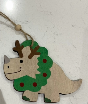 Christmas Wooden Dinosaur decoration