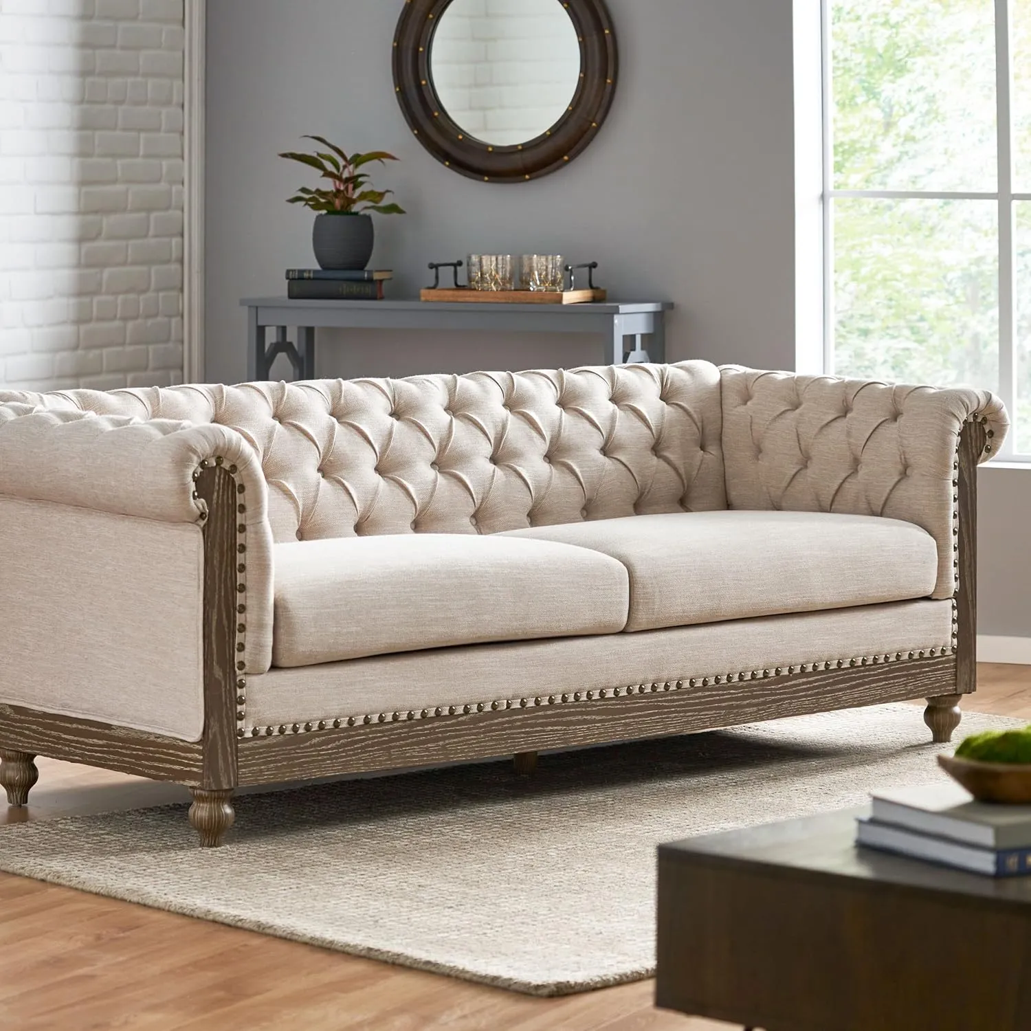 Christopher Knight Home Castalia Sofas, Beige   Dark Brown