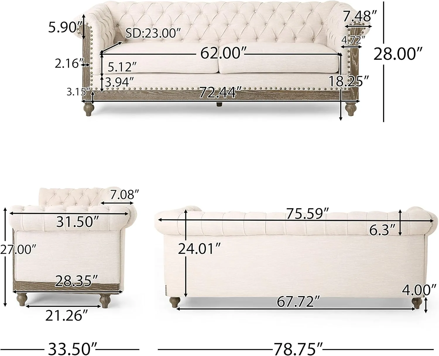 Christopher Knight Home Castalia Sofas, Beige   Dark Brown