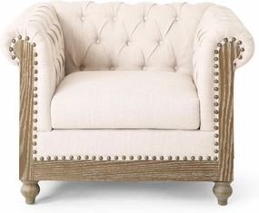 Christopher Knight Home Castalia Club Chair, Beige   Dark Brown 33.5D x 39W x 28H Inch