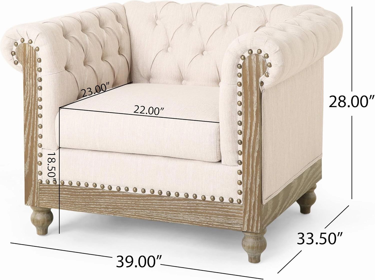 Christopher Knight Home Castalia Club Chair, Beige   Dark Brown 33.5D x 39W x 28H Inch