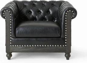 Christopher Knight Home Castalia Club Chair, Pine, Midnight Black   Dark Brown