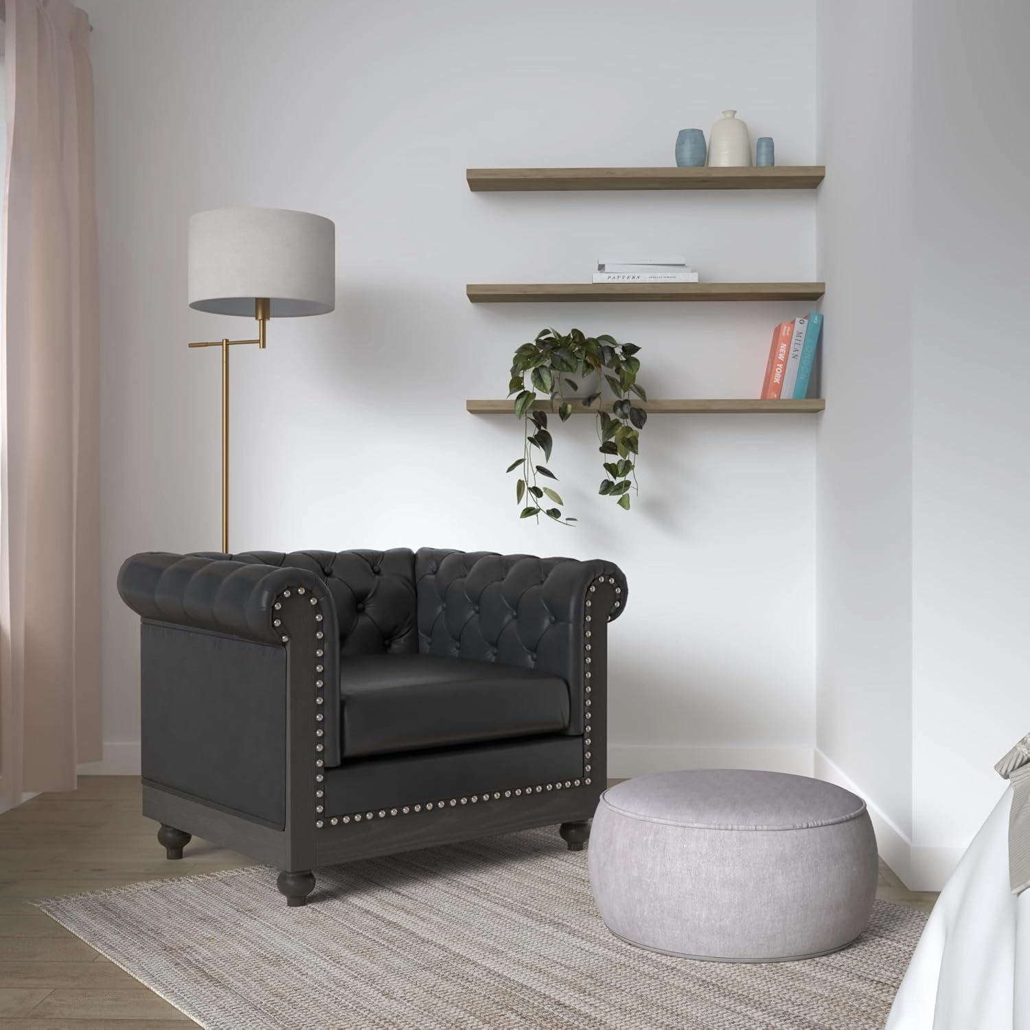 Christopher Knight Home Castalia Club Chair, Pine, Midnight Black   Dark Brown