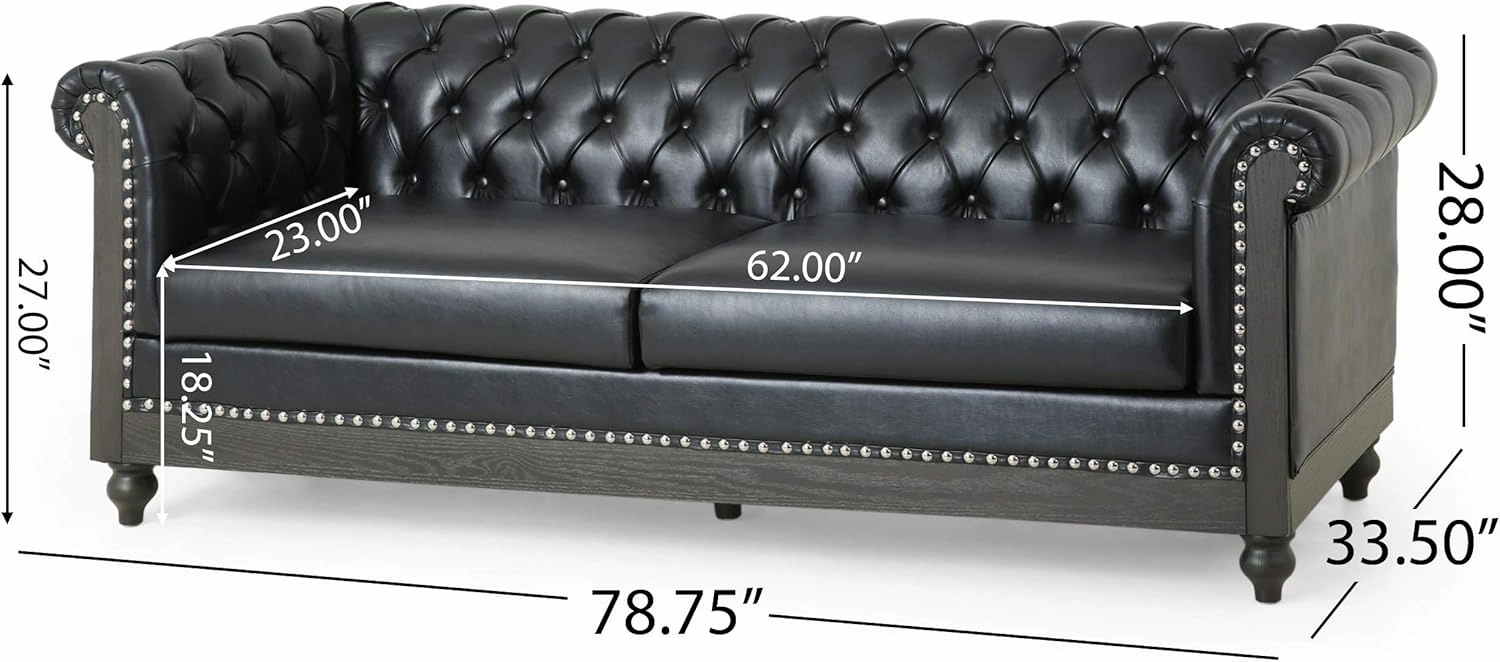Christopher Knight Home Castalia Sofas, Midnight Black   Dark Brown