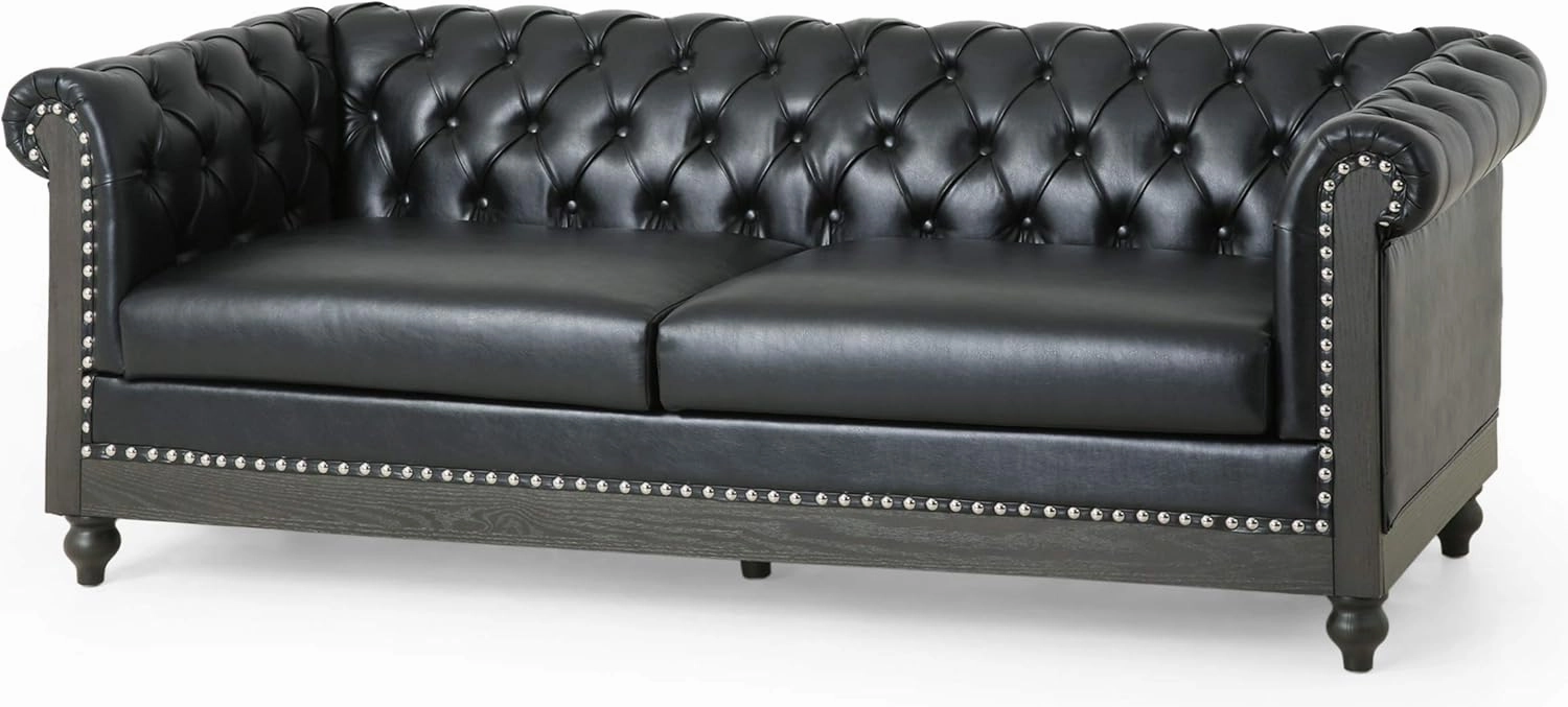 Christopher Knight Home Castalia Sofas, Midnight Black   Dark Brown